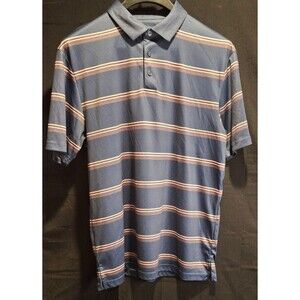 Men's Jack Nicklaus Short Sleeve Polo Golf Shirt Size L Large Blue/Pink Striped